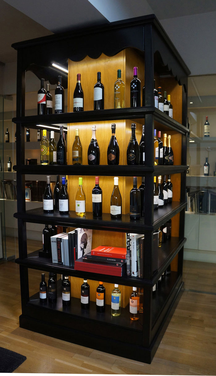 Wine Display Cabinet with Led Lights and Contrast Finish