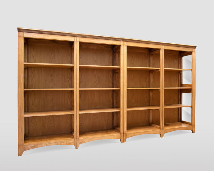 Modular bookcase in solid chestnut wood