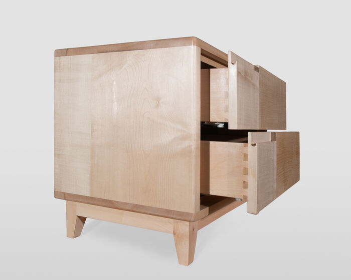 Handcrafted Scandinavian Bedside Table in Solid Maple with Two Drawers