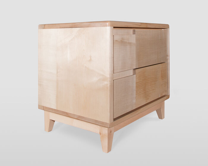 Handcrafted Scandinavian Bedside Table in Solid Maple with Two Drawers