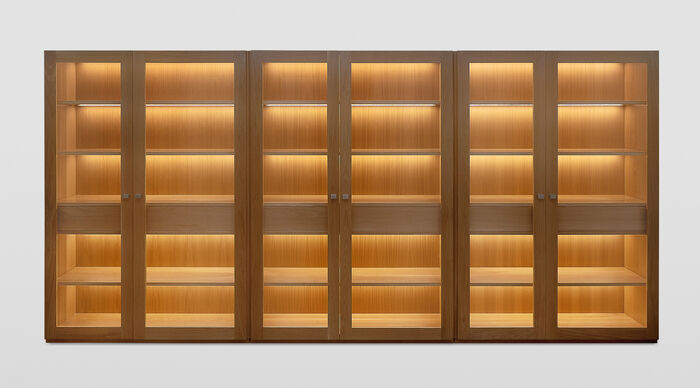 Handcrafted Modern Oak Bookshelf with LED Lighting