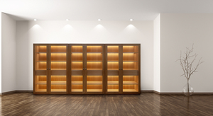 Libreria Moderna Artigianale in Rovere Massello con Illuminazione LED