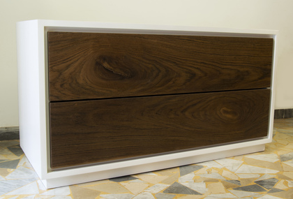 White and Walnut Bedroom Set