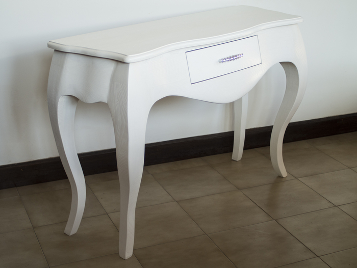 White Console in ash wood