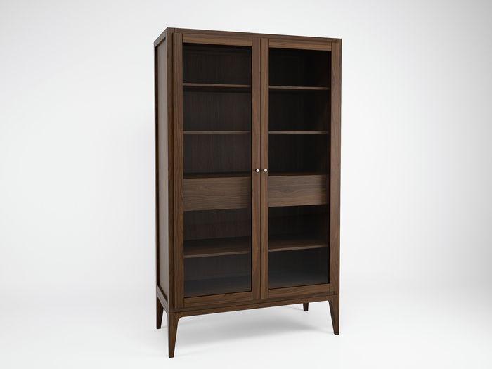 2türige Vitrine aus Walnuss-Holz