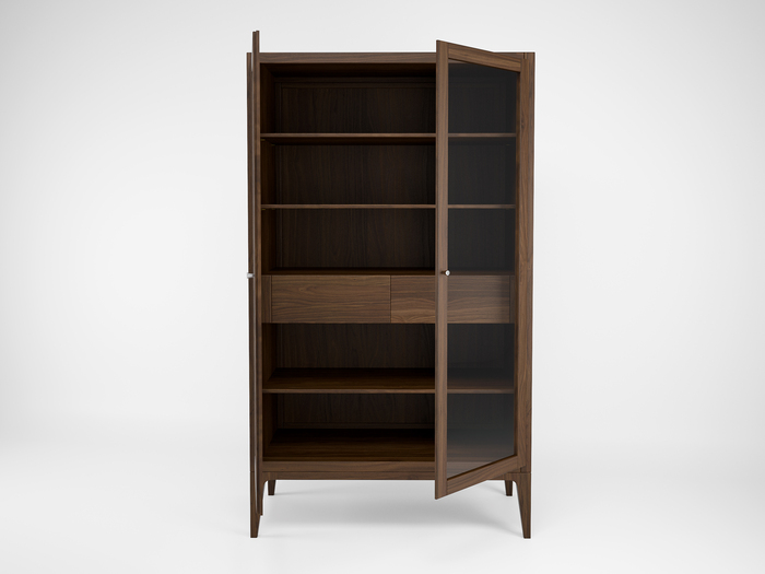 2türige Vitrine aus Walnuss-Holz