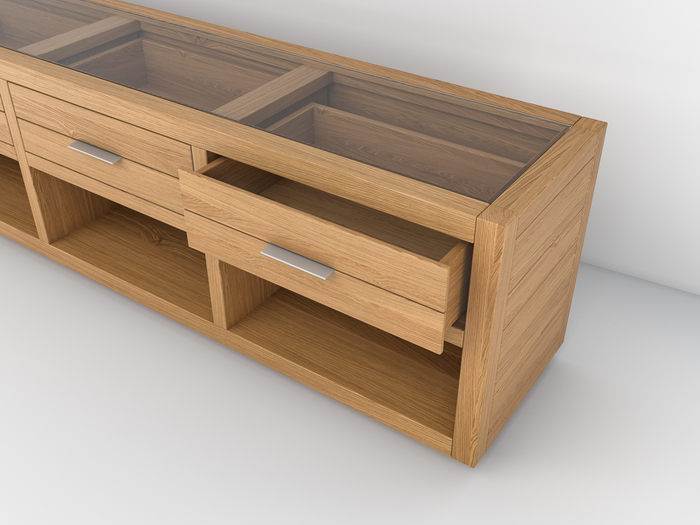 Tv - möbel mit Top aus Glas