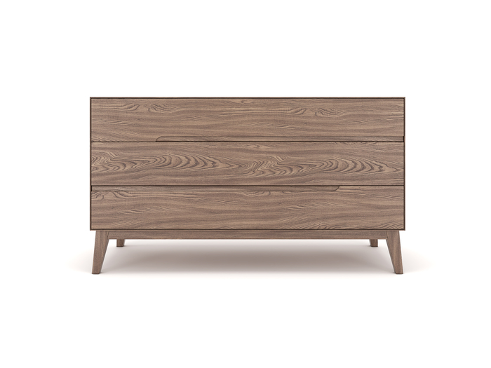 Kommode mit drei Schubladen, Nussbaum massiv 