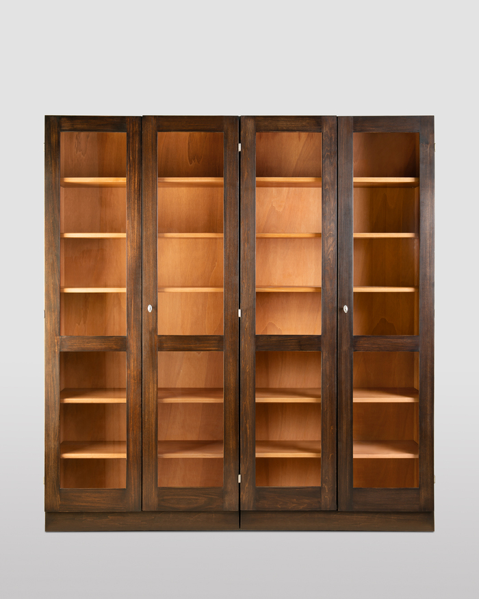 Modular Minimalist Bookcase with Glass Doors