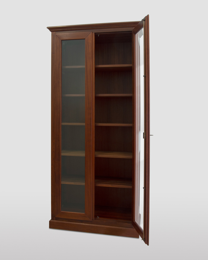 2-türiger Bücherschrank aus massivem Mahagoni-Holz