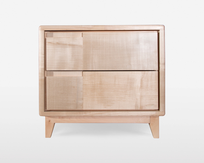 Handcrafted Scandinavian Bedside Table in Solid Maple with Two Drawers