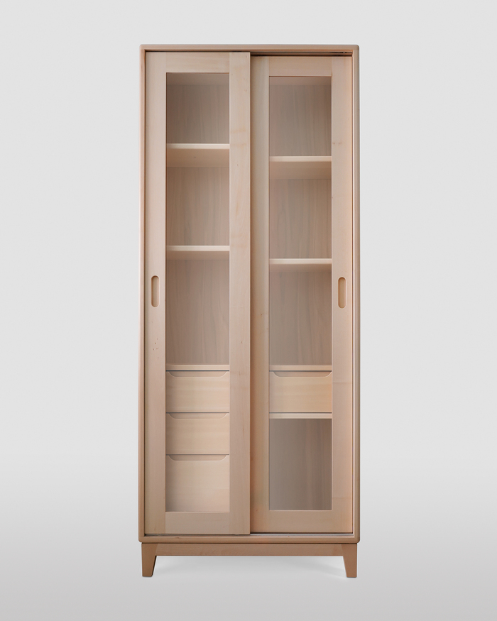 Scandinavian-Style Bathroom Cabinet: Solid Wood, Sliding Doors, and Drawers 