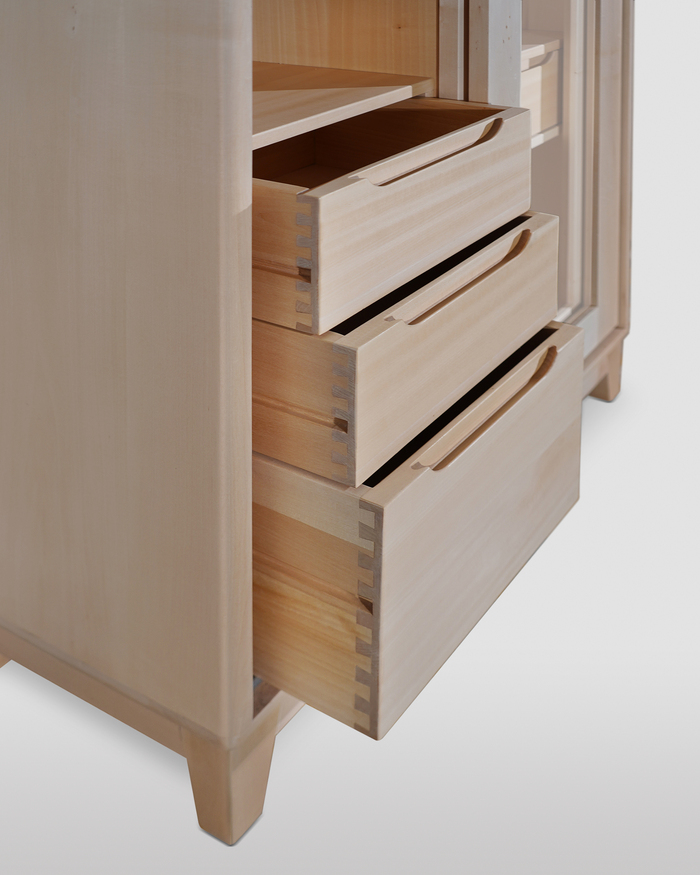 Scandinavian-Style Bathroom Cabinet: Solid Wood, Sliding Doors, and Drawers 