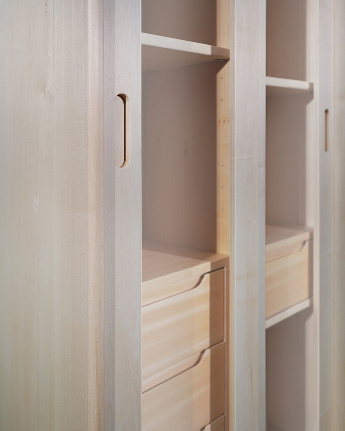 Scandinavian-Style Bathroom Cabinet: Solid Wood, Sliding Doors, and Drawers 