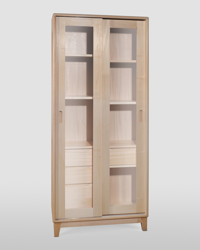 Scandinavian-Style Bathroom Cabinet: Solid Wood, Sliding Doors, and Drawers 