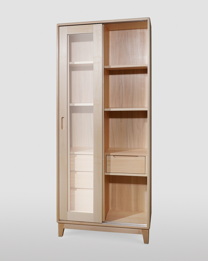 Scandinavian-Style Bathroom Cabinet: Solid Wood, Sliding Doors, and Drawers 