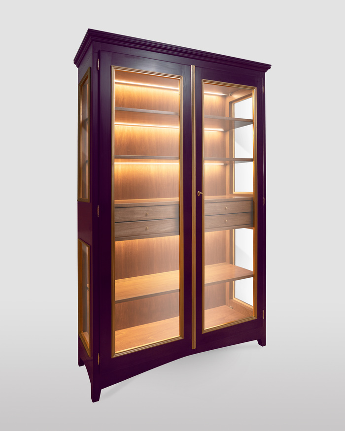 Vetrina Due Ante Viola Scuro con Luci LED