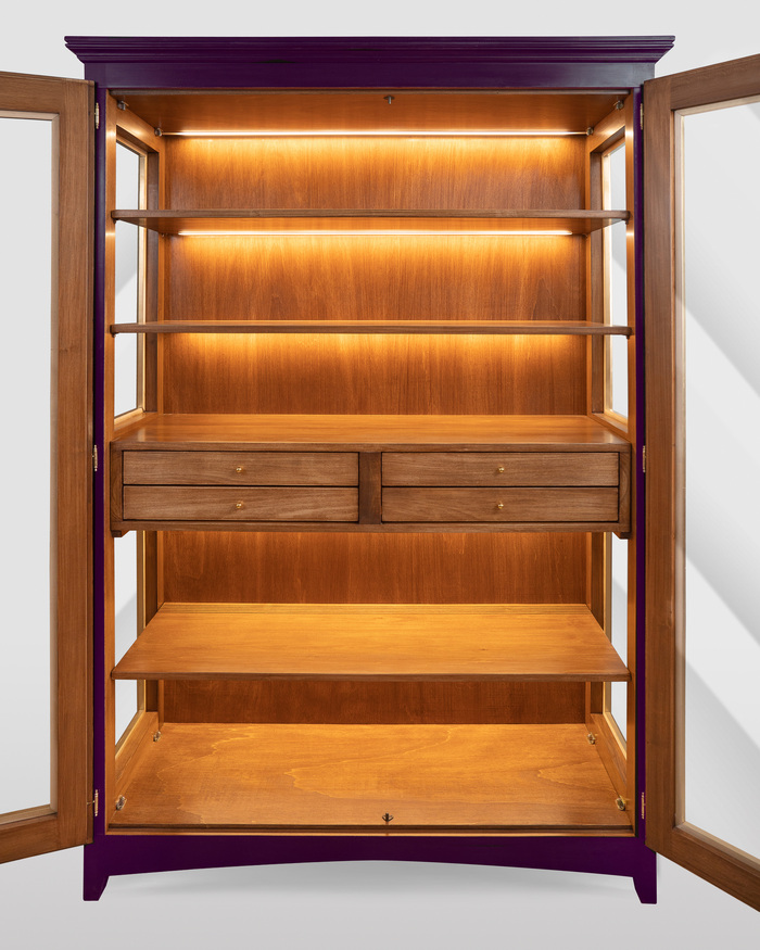 Vetrina Due Ante Viola Scuro con Luci LED