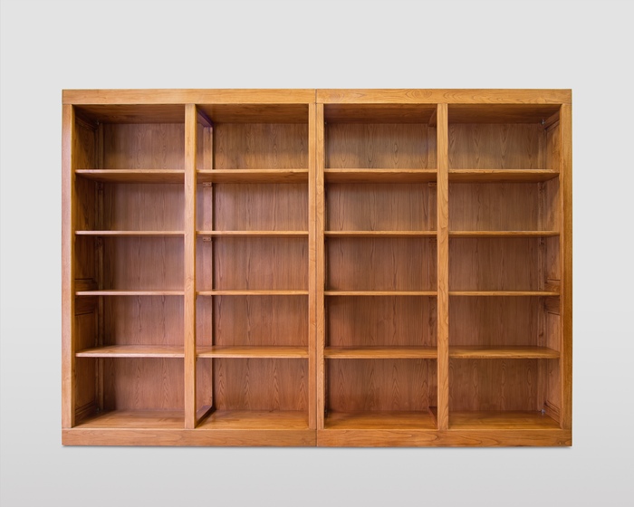 Minimalist Open Bookcase in Solid Chestnut Wood