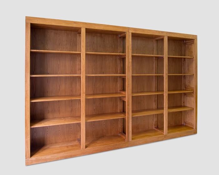 Minimalist Open Bookcase in Solid Chestnut Wood