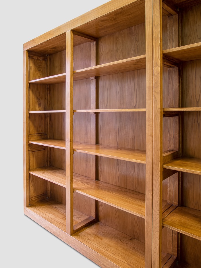 Minimalist Open Bookcase in Solid Chestnut Wood