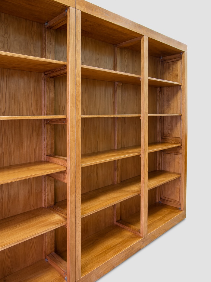 Minimalist Open Bookcase in Solid Chestnut Wood