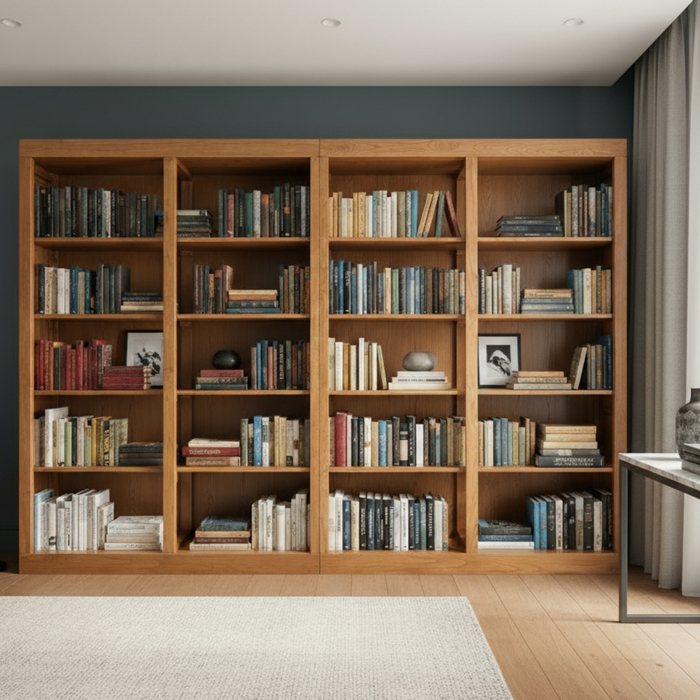 Minimalist Open Bookcase in Solid Chestnut Wood