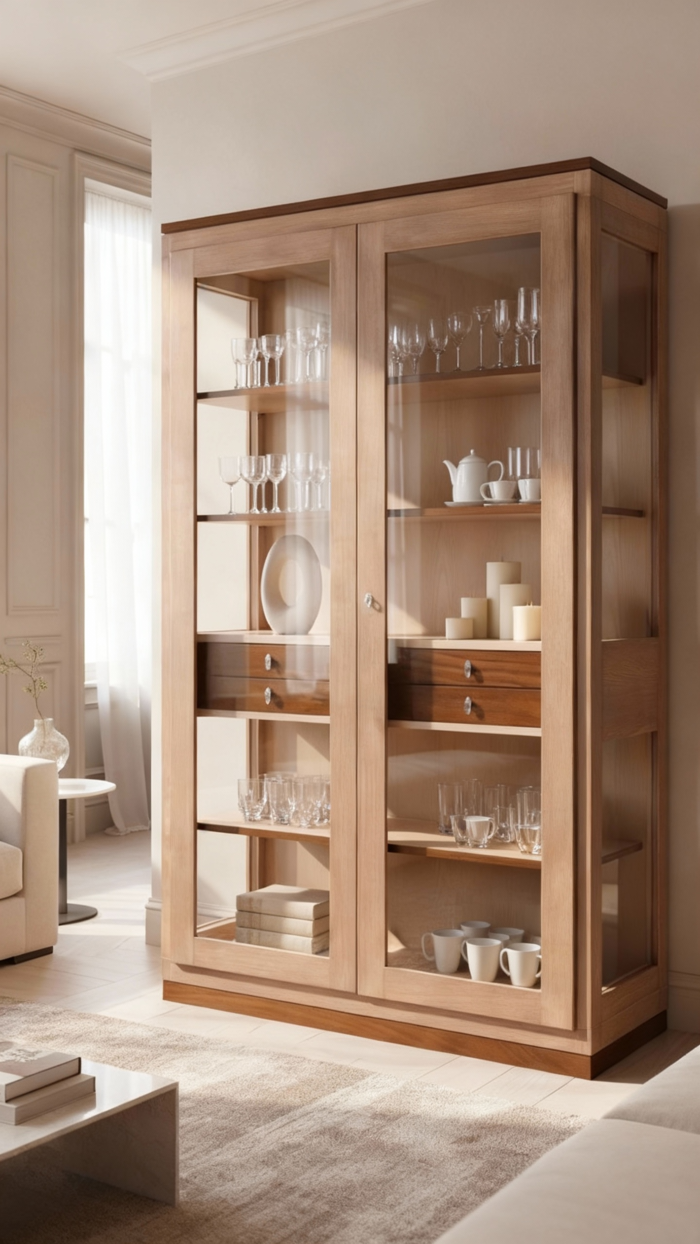 Vitrine im minimalistischen Stil, 2-türig 