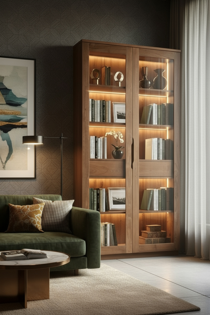 Walnut and Oak Display Cabinet – Contemporary Minimalist Design