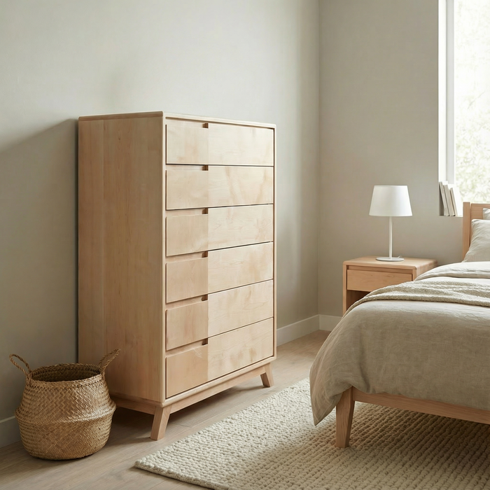 Scandinavian style tallboy with six drawers