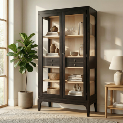 Elsa 2-Door Black Display Cabinet