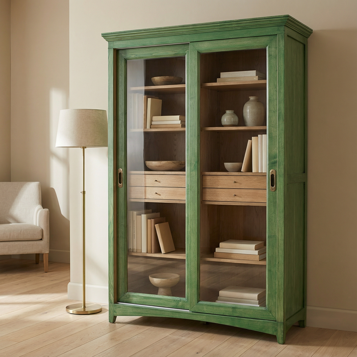 Libreria Verde Con Ante Scorrevoli