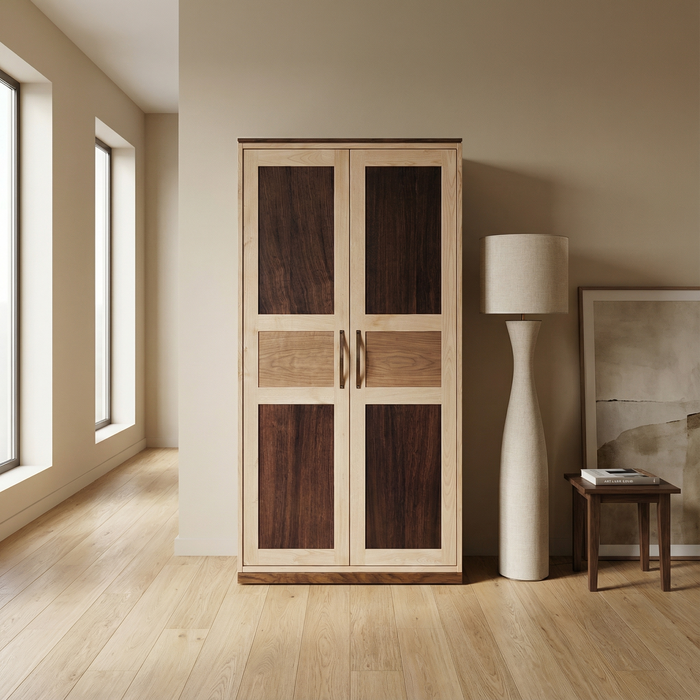 Libreria di Design Minimalista in Legno Massello a Due Ante