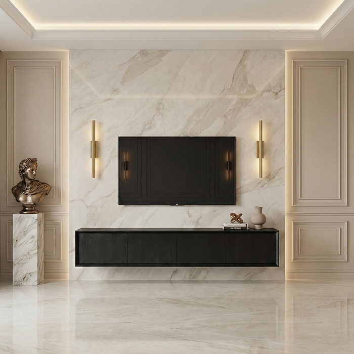 Wandvitrine im minimalistischen Stil