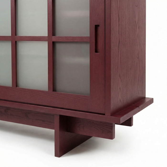 Shoji Sideboard aus Massivholz mit Schiebetüren – Esche, Finish Bordeaux