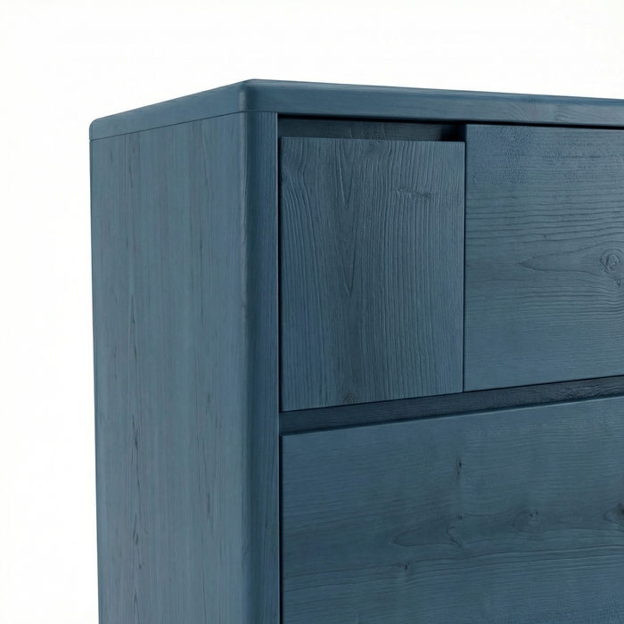 Karin Dresser – Solid Tulipwood Scandinavian Dresser with 3 Drawers, Distant Blue Finish