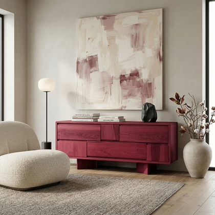 Zhu Burgundy Dresser – Cassettiera in Frassino Massello dal Design Contemporaneo
