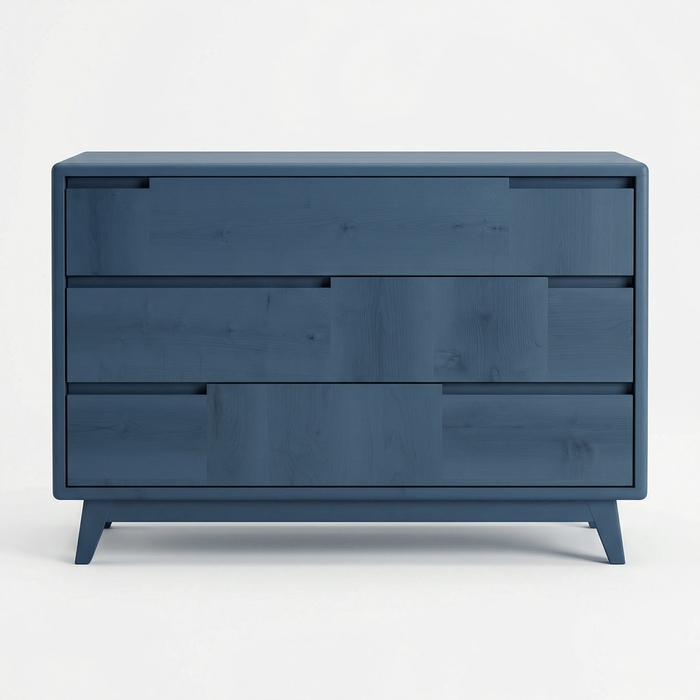 Karin Dresser – Solid Tulipwood Scandinavian Dresser with 3 Drawers, Distant Blue Finish