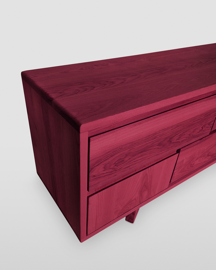 Zhu Burgundy Dresser – Cassettiera in Frassino Massello dal Design Contemporaneo