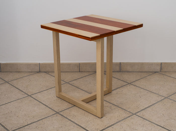 Couple of coffee Tables in Ash and Padouk wood