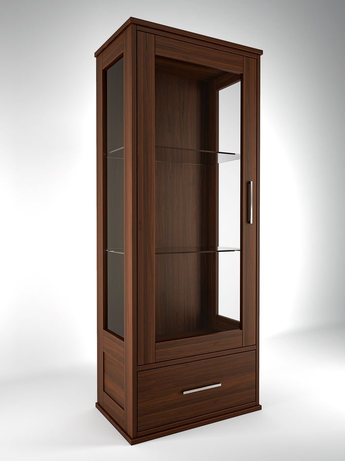 Modern cabinet with one door, made in walnut wood