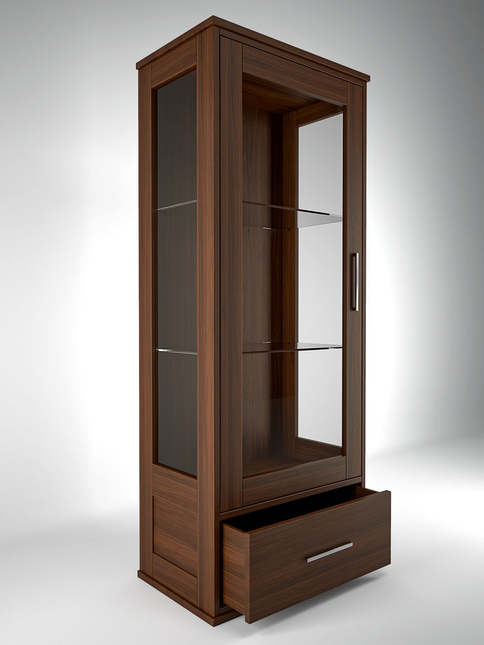 Modern cabinet with one door, made in walnut wood
