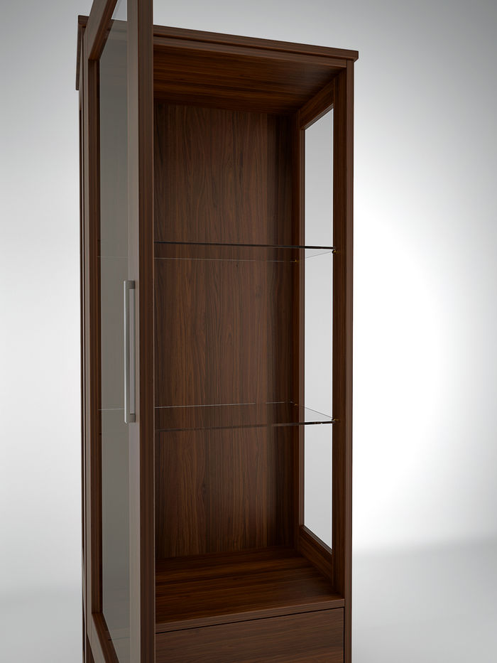 Modern cabinet with one door, made in walnut wood