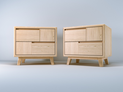 Handcrafted Scandinavian-Style Two-Drawer Bedside Table