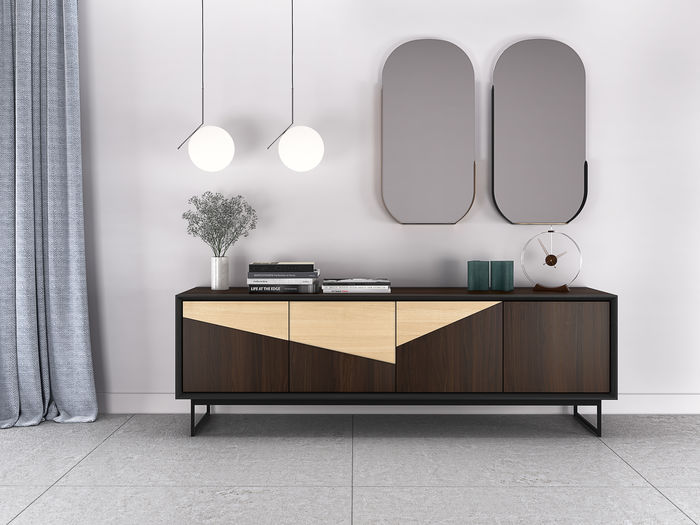 Artisanal Modern Style Sideboard: Canaletto Walnut with Plain Design