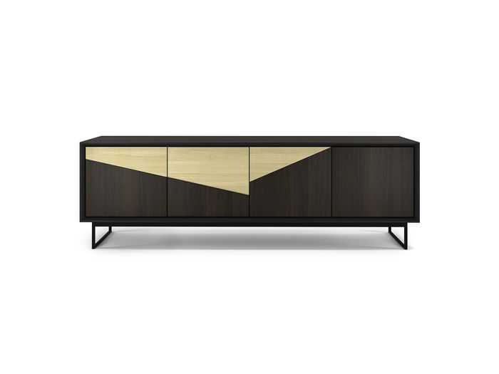 "Handgefertigter moderner Beistellschrank: Canaletto Nussbaum, schlichtes Design