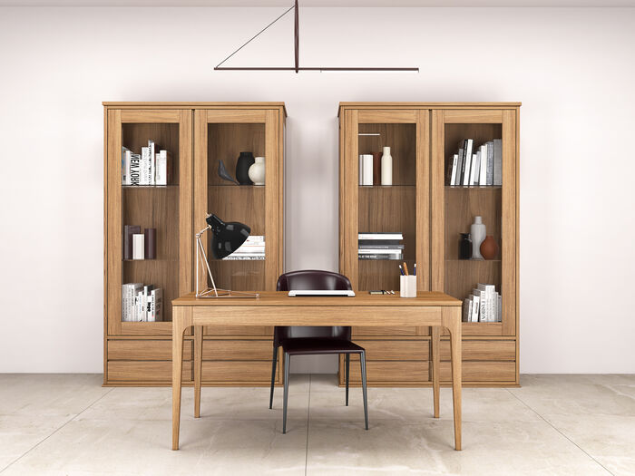 Minimal style solid Oak Wood Display Cabinet