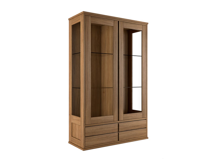 Minimal style solid Oak Wood Display Cabinet