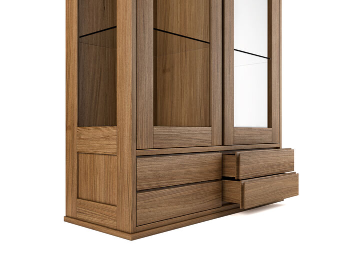 Minimal style solid Oak Wood Display Cabinet