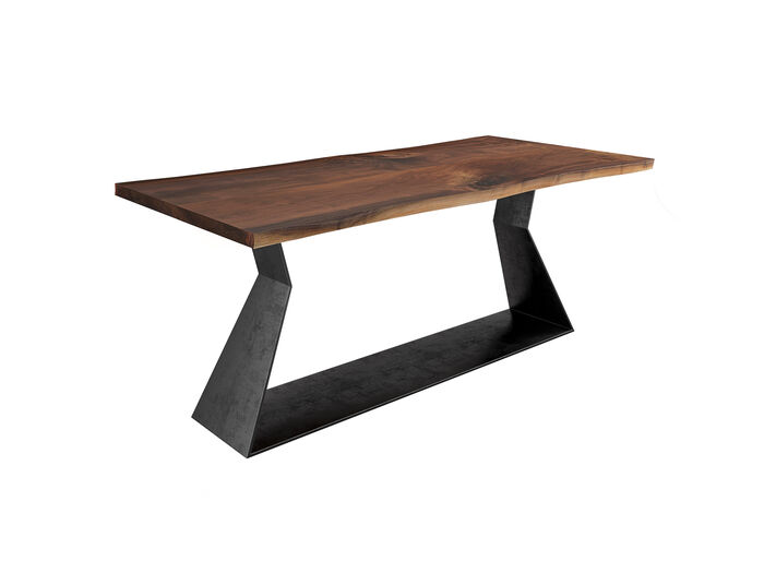 Dining table with metal base